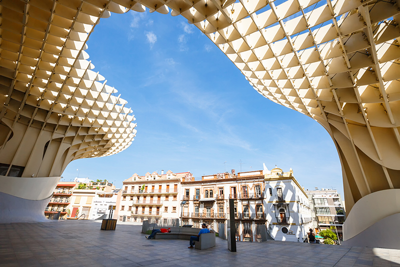 Sevilla, SPAIN - September 10, 2015: Metropol Parasol in Plaza de la Encarnacion on MAY 02, 2013 in Sevilla, Spain. J. Mayer H. architects, it is made from bonded timber with a polyurethane coating.
